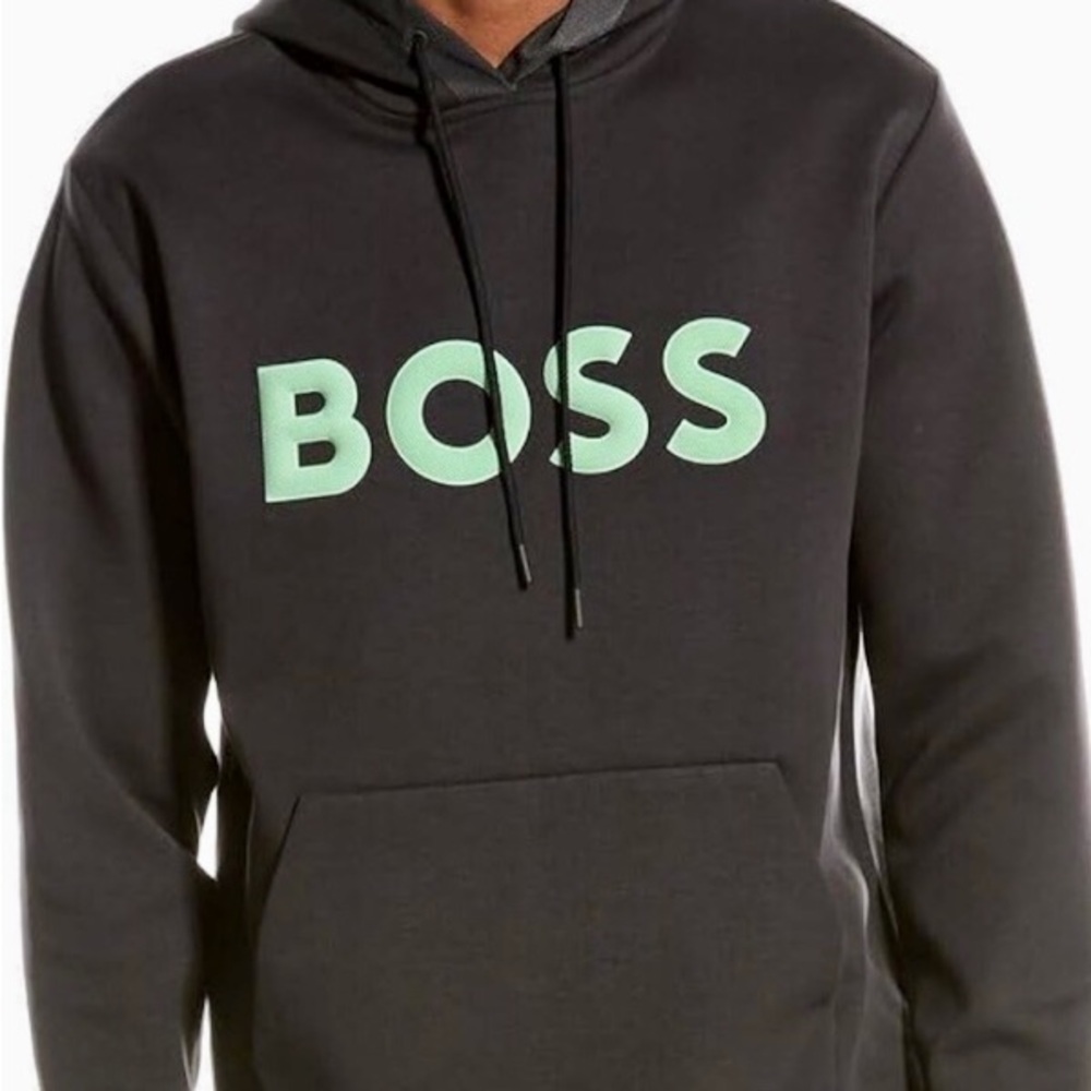 NWT Signature Hugo Boss Mens Hoodie Phantom Grey Interlock Fabric XL